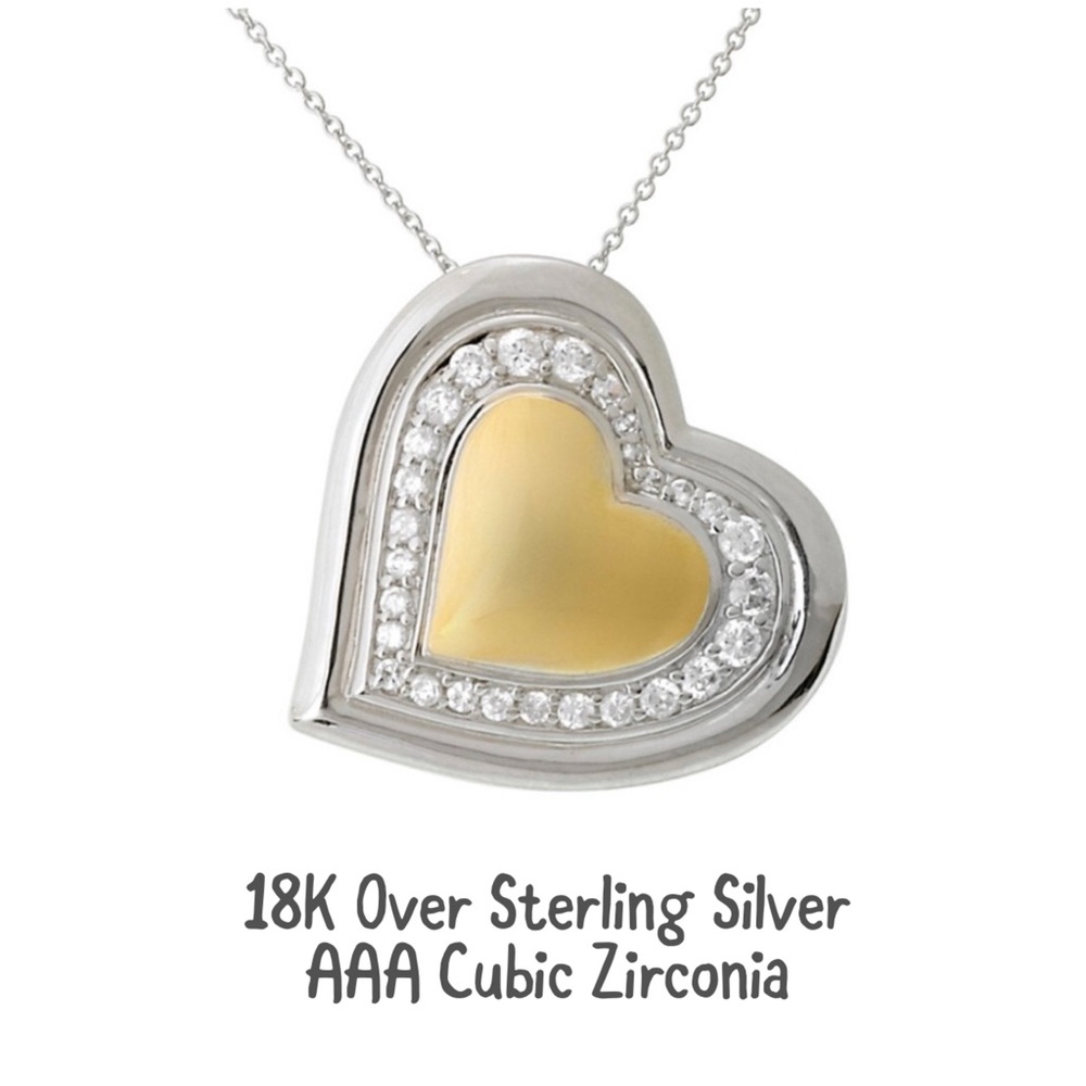 Heart of Gold Two Tone Heart Necklace-Boutique